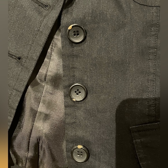 Sandra Angelozzi 2 piece fitted black linen blazer and pencil skirt suit set. - Picture 4 of 7